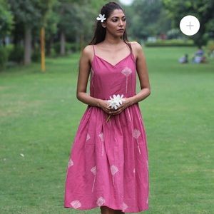 Pink Floral Handcrafted Block Printed Cotton Dress